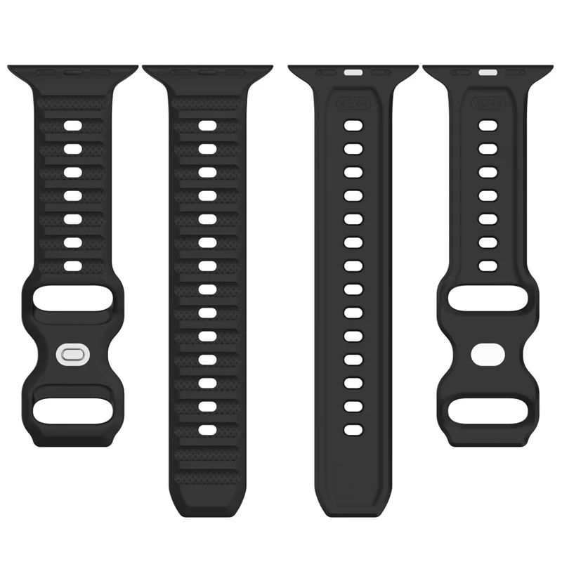 KALEBOL Dots Silicone Strap for Apple Watch Series 10 Ultra 9 8 7 SE 6 5 4 3 2 1 46mm 49mm 45mm 44mm 42mm Reverse Buckle Watch Band - Black