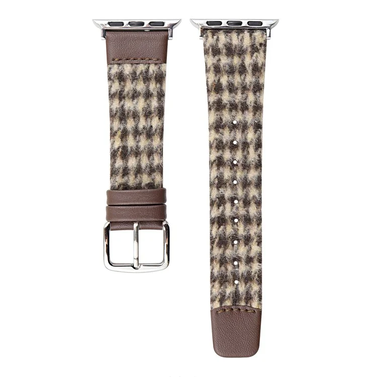 Woolen Fabric Leather Strap for Apple Watch Series 10 Ultra 9 8 7 SE 6 5 4 3 2 1 46mm 49mm 45mm 44mm 42mm Watch Band - Brown