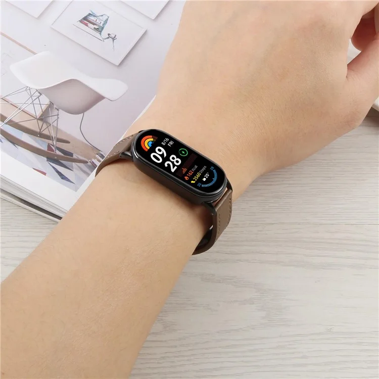 Für Xiaomi Smart Band 9 / 8 Faltbares magnetisches schwarzes Schnallenlederarmband aus Mikrofaser - Schwarz