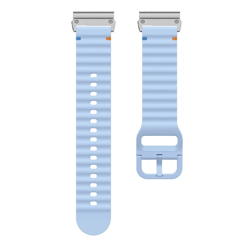 Correa de reloj para Garmin Fenix 8 51mm / Enduro 3 / Enduro 2 Liberación Rápida Textura Ondulada Correa de Silicona con Conector Plateado - Azul Bebé