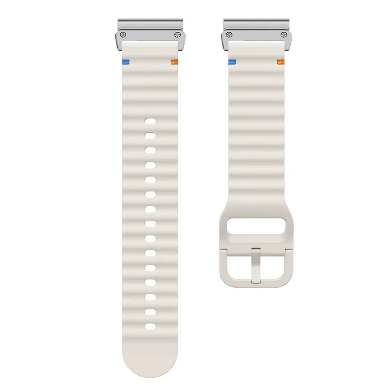 Watch Band for Garmin Fenix 8 51mm / Enduro 3 / Enduro 2 Quick Release Wavy Texture Silicone Strap with Silver Connector - Starlight