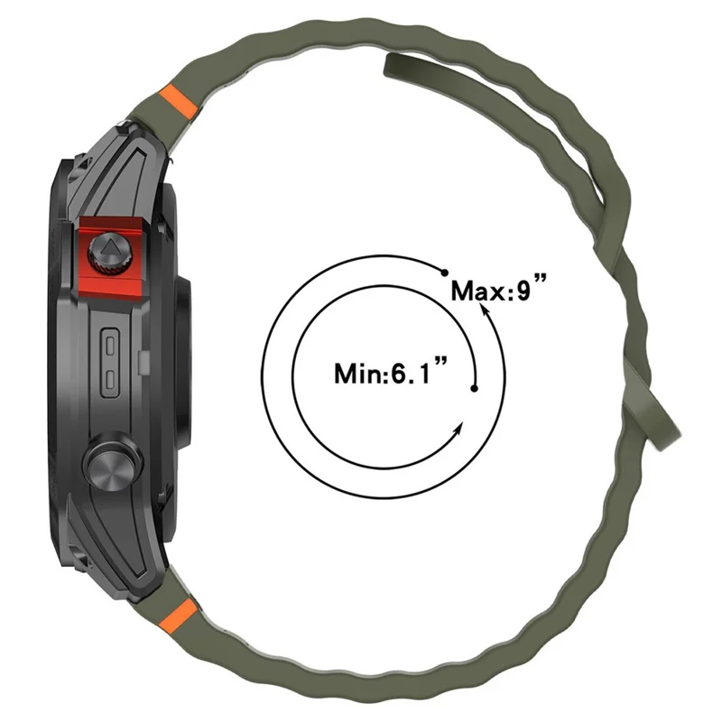 For Garmin Fenix 8 47mm / Fenix E 47mm 22mm Quick Release Wavy Texture Silicone Watch Strap with Black Connector - Orange