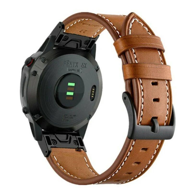 Correa de reloj de cuero de 26 mm para Garmin Fenix 8 51 mm / Enduro 3 / Enduro 2 con diseño de línea de costura - Marrón