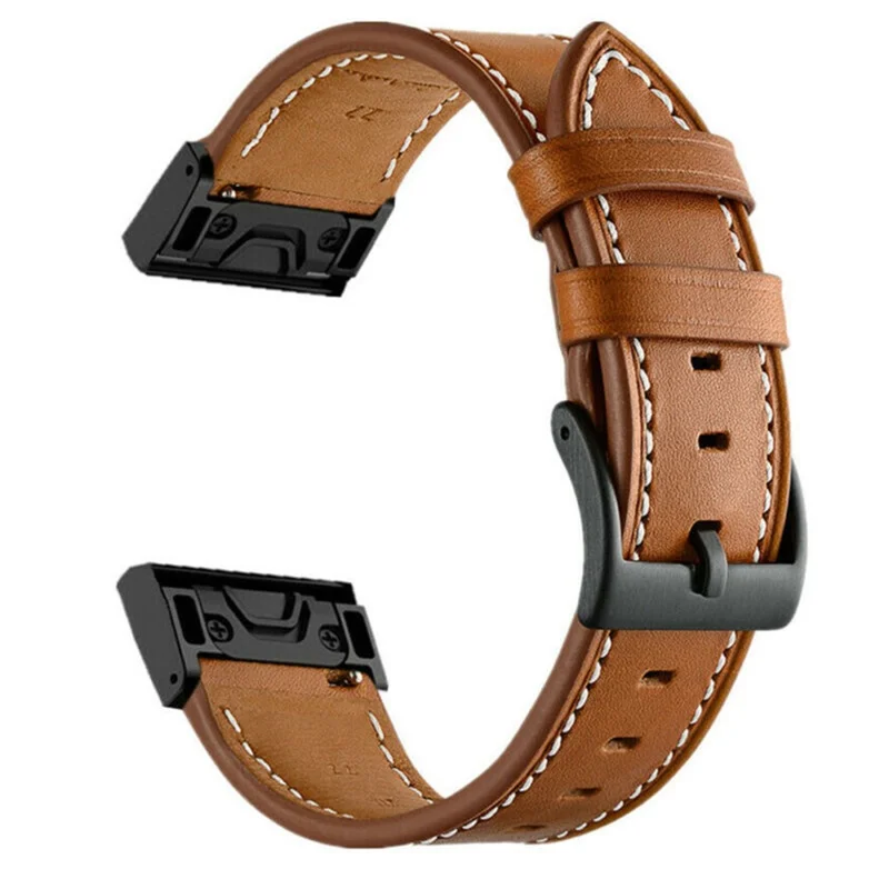 Correa de reloj de cuero de 26 mm para Garmin Fenix 8 51 mm / Enduro 3 / Enduro 2 con diseño de línea de costura - Marrón