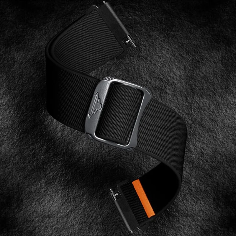22mm Watch Band For Huawei Watch GT 5 Pro 46mm  /  GT 5 46mm  /  GT 4 46mm Elastic Nylon Braided Strap - Black