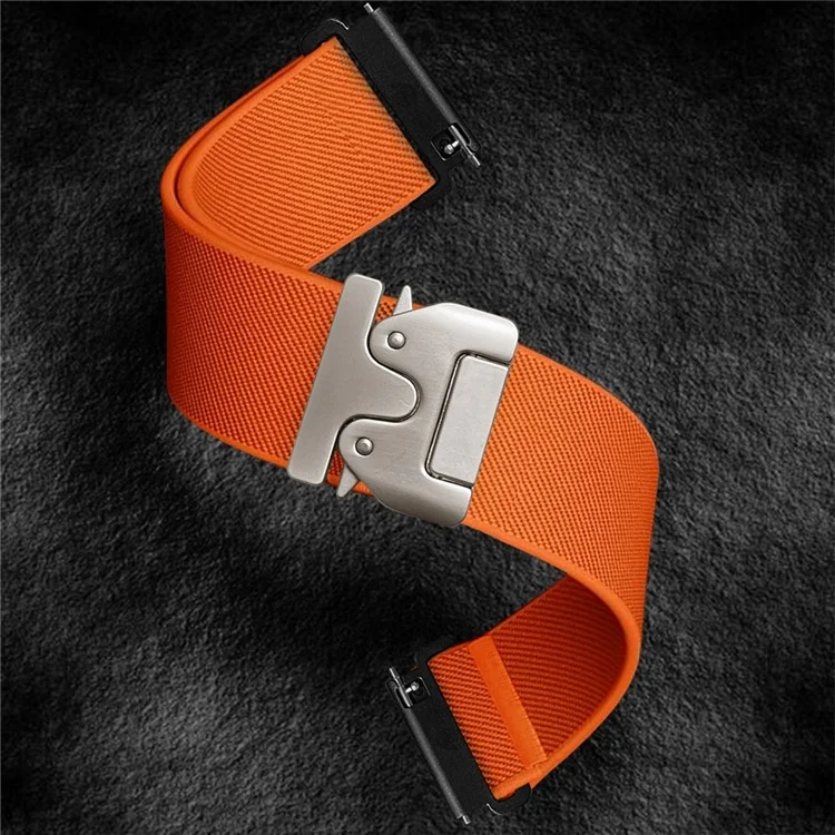 Correa de Reloj de 22 mm para Huawei Watch GT 5 Pro 46 mm / GT 5 46 mm / GT 4 46 mm Correa Elástica de Nailon Trenzado con Hebilla de Cabeza de Toro y Paraguas - Naranja