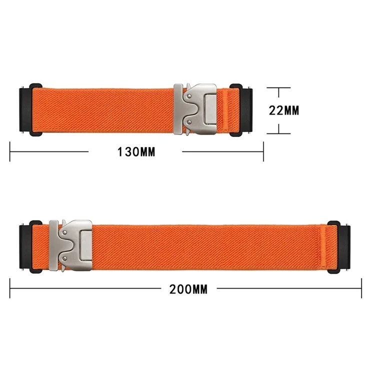 Correa de Reloj de 22 mm para Huawei Watch GT 5 Pro 46 mm / GT 5 46 mm / GT 4 46 mm Correa Elástica de Nailon Trenzado con Hebilla de Cabeza de Toro y Paraguas - Naranja