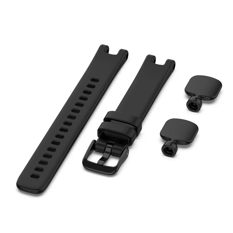 Solid Color Silicone Watch Band Replacement Watchstrap with Tools for Garmin Lily - Black