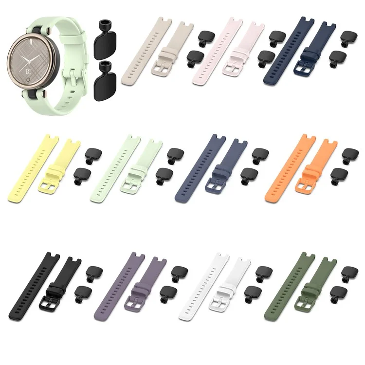 Solid Color Silicone Watch Banda Substituição de Relógio Com Ferramentas Para Garmin Lily - Cinza