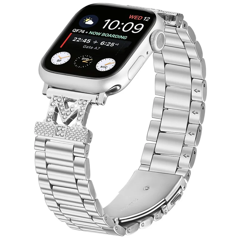Watch Strap For Apple Watch Ultra 3 2 1 49mm / Series 11 10 46mm / 9 8 7 45mm / SE3 SE2 SE 6 5 4 44mm / 3 2 1 42mm Silver Stainless Steel 3-Bead Band