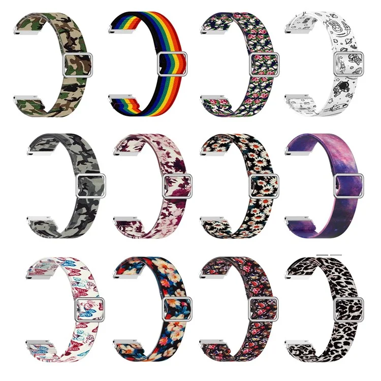 20mm Nylon Watch Band Replacement Watchstrap for Samsung Galaxy Watch Active/Active 2 - Colorful Skull