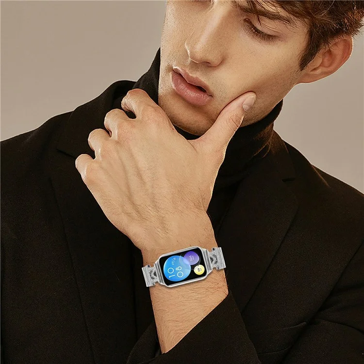 Pulseira para Xiaomi Redmi Watch 4 com Strass Decorativos Prata em Aço Inoxidável com 3 Fileiras
