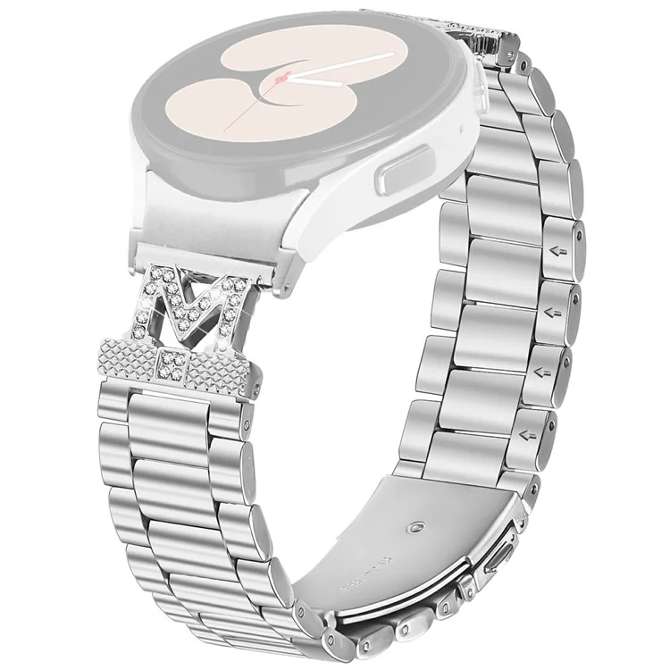Pulseira de Relógio com Conector para Samsung Galaxy Watch 5 Pro 45mm / 5 / 4 40mm 44mm Aço Inoxidável 3 Elos Prata