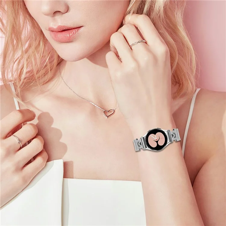 Pulseira de Relógio com Conector para Samsung Galaxy Watch 5 Pro 45mm / 5 / 4 40mm 44mm Aço Inoxidável 3 Elos Prata