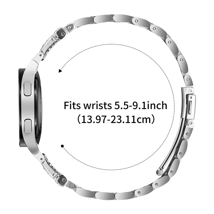 Pulseira de Relógio com Conector para Samsung Galaxy Watch 5 Pro 45mm / 5 / 4 40mm 44mm Aço Inoxidável 3 Elos Prata