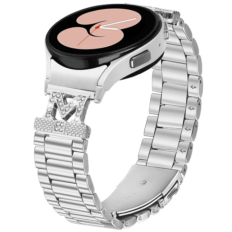 Correa de Reloj con Conector Para Samsung Galaxy Watch6 Classic 43mm 47mm / Watch6 40mm 44mm Banda de 3 Eslabones de Acero Inoxidable Plateado