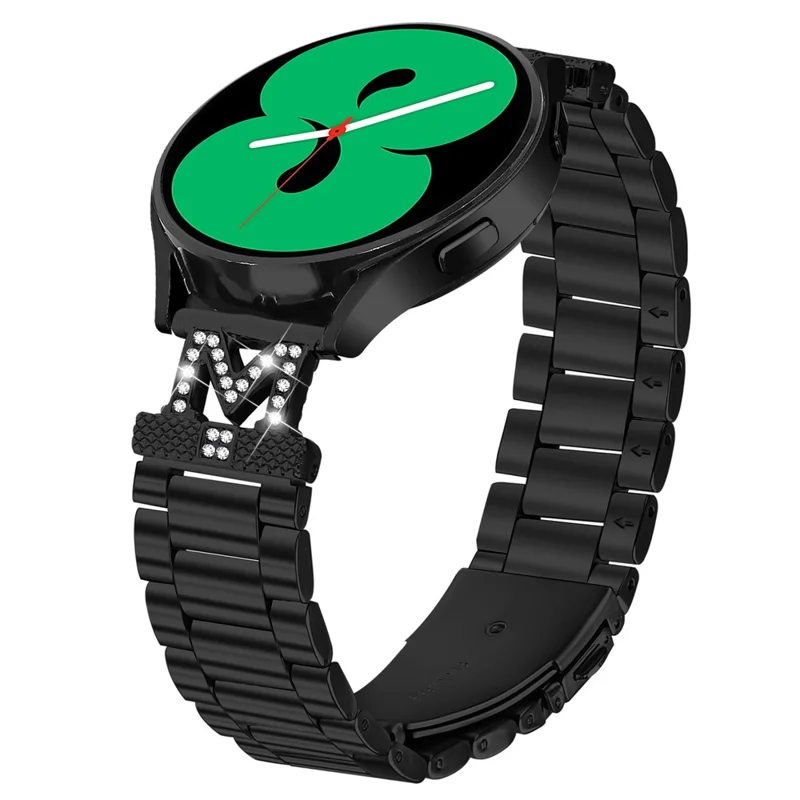 For Garmin D2 Air X10 / Bounce Replacement Strap M-Type Rhinestones Decor Stainless Steel 3-Bead Watch Band - Black