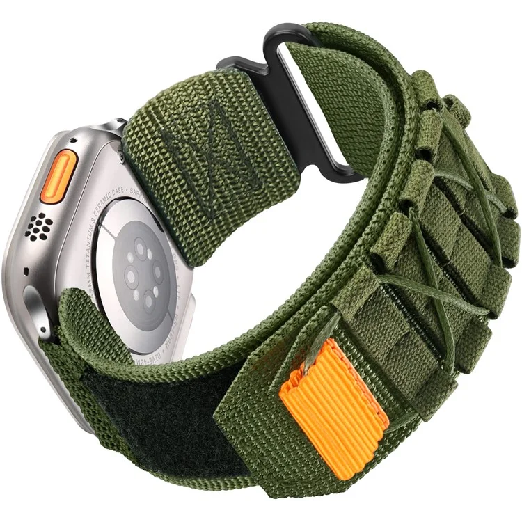 Watch Band For Apple Watch Series 10 9 8 7 SE 6 5 4 3 2 1 42mm 41mm 40mm 38mm Nylon Woven Magic Tape Strap - Army Green