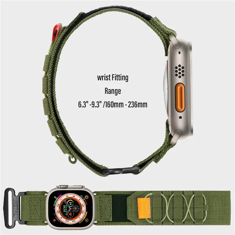 Watch Band For Apple Watch Series 10 9 8 7 SE 6 5 4 3 2 1 42mm 41mm 40mm 38mm Nylon Woven Magic Tape Strap - Army Green
