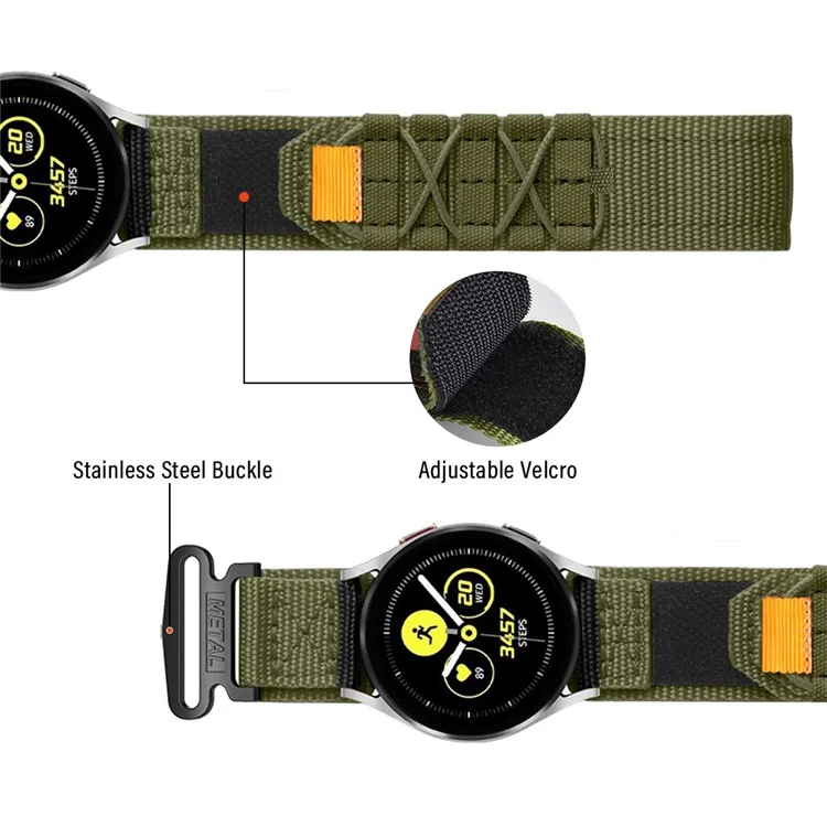 22mm Armband für Samsung Galaxy Watch 46mm / Watch3 45mm / Huawei Watch GT 5 Pro 46mm / GT 5 46mm Nylon Gewebtes Magnetverschluss Armband - Armeegrün