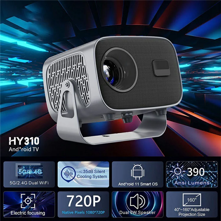 A10 720P (1280x720) Portable Projector Home Min Electric Focus Adjustment HD Projector - UK Plug