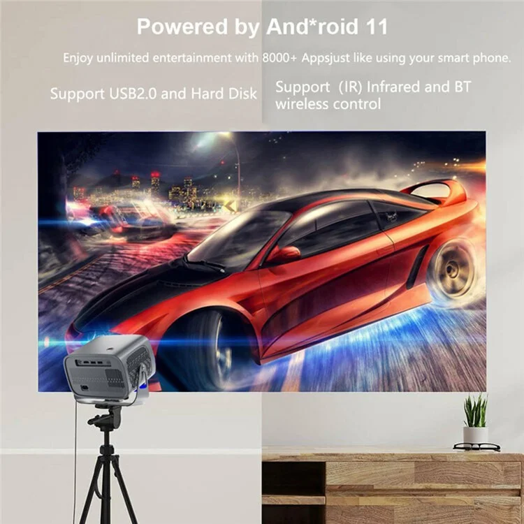 A10 720P (1280x720) Portable Projector Home Min Electric Focus Adjustment HD Projector - UK Plug