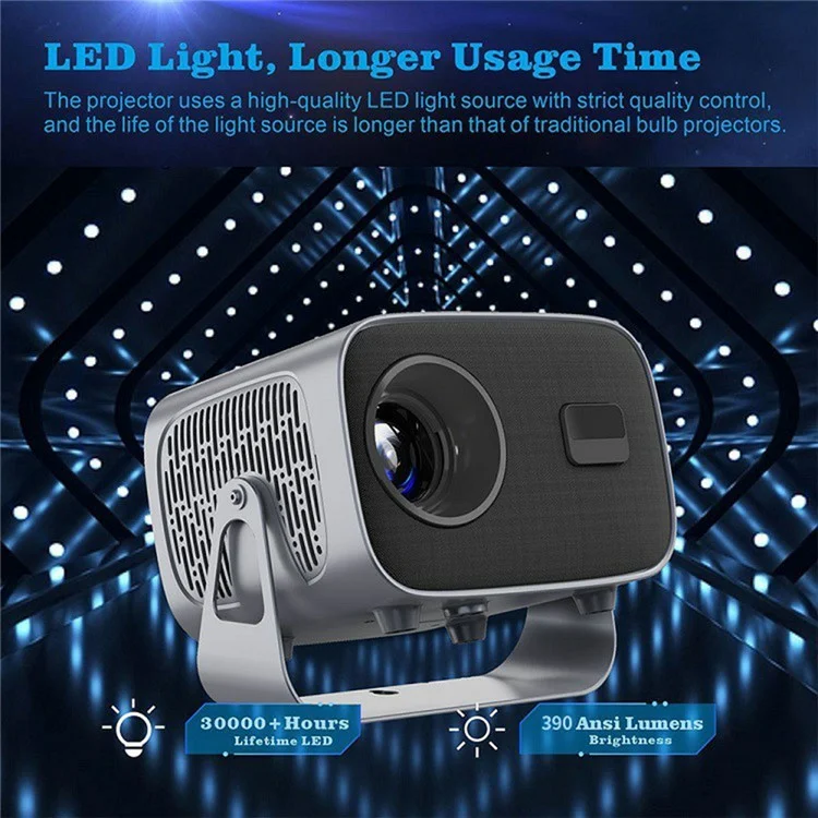 A10 720P (1280x720) Portable Projector Home Min Electric Focus Adjustment HD Projector - UK Plug