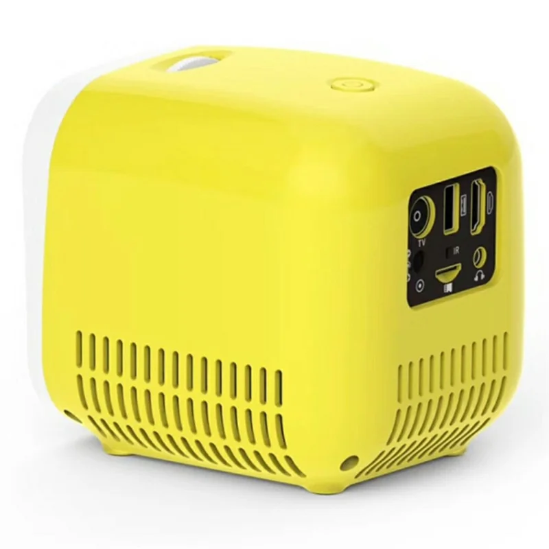 L1 Mini Projector for Kids Portable LED Projector with Built-in Speaker Home Entertainment Device - Yellow  /  EU Plug