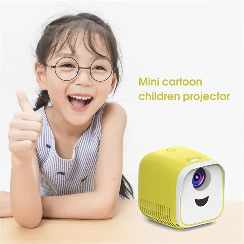 L1 Mini Projector for Kids Portable LED Projector with Built-in Speaker Home Entertainment Device - Yellow  /  EU Plug