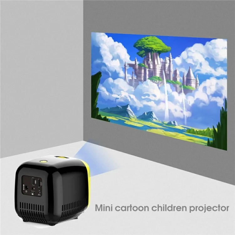 L1 Mini Projector for Kids Portable LED Projector with Built-in Speaker Home Entertainment Device - Black  /  EU Plug