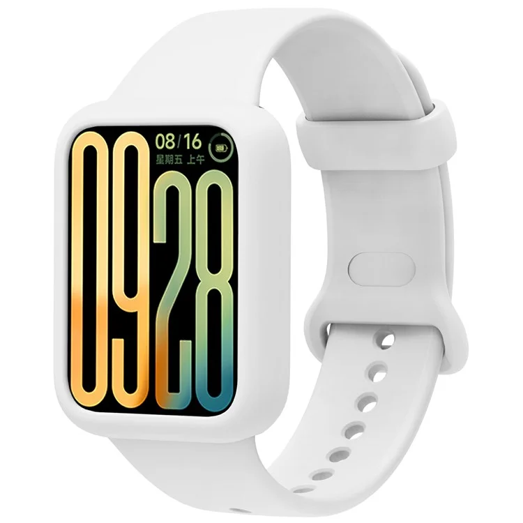 Pour Xiaomi Smart Band 9 Pro Bracelet de Remplacement en Silicone avec Étui de Protection - Blanc