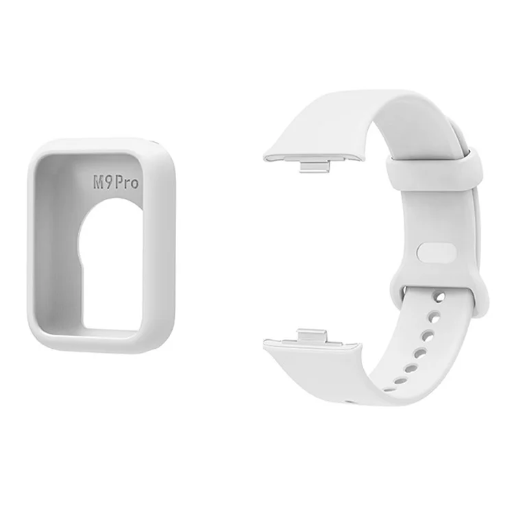 Pour Xiaomi Smart Band 9 Pro Bracelet de Remplacement en Silicone avec Étui de Protection - Blanc
