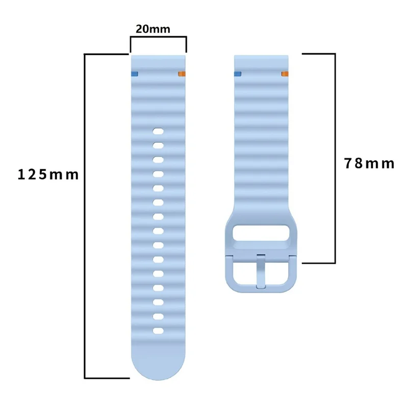 Watch Band For Garmin Vivomove 3 / Samsung Galaxy Watch3 41mm / Huawei Watch GT 2 42mm , 20mm Silicone Strap with Wave Pattern - Baby Blue