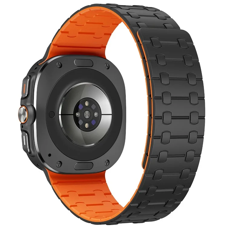 Correa para Samsung Watch Ultra 47mm con Doble Color de Silicona Magnética Resistente - Negro + Naranja