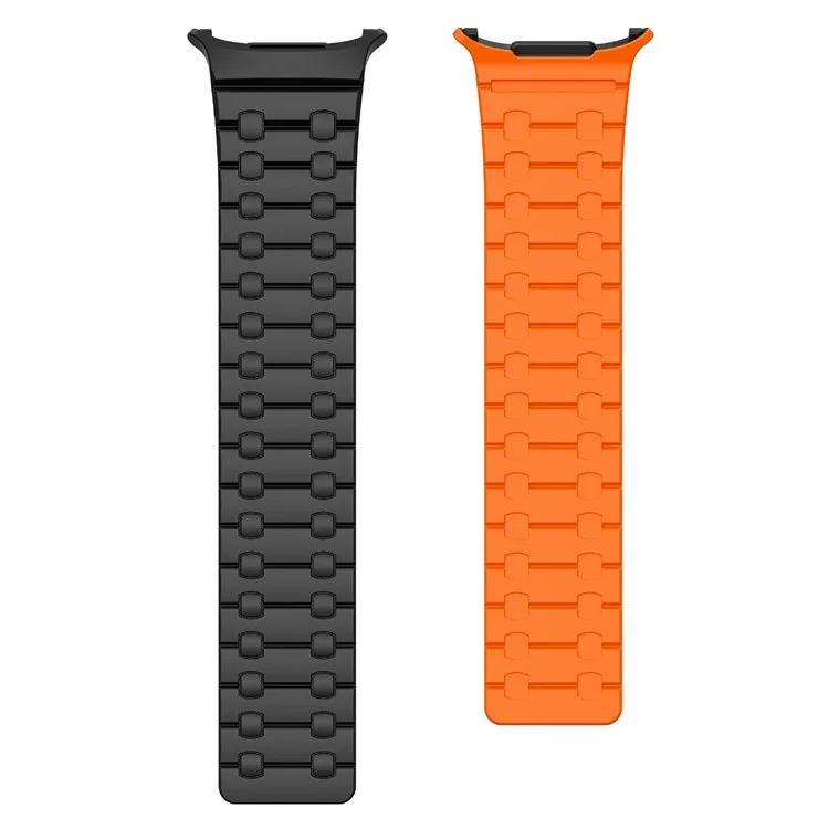 Correa para Samsung Watch Ultra 47mm con Doble Color de Silicona Magnética Resistente - Negro + Naranja