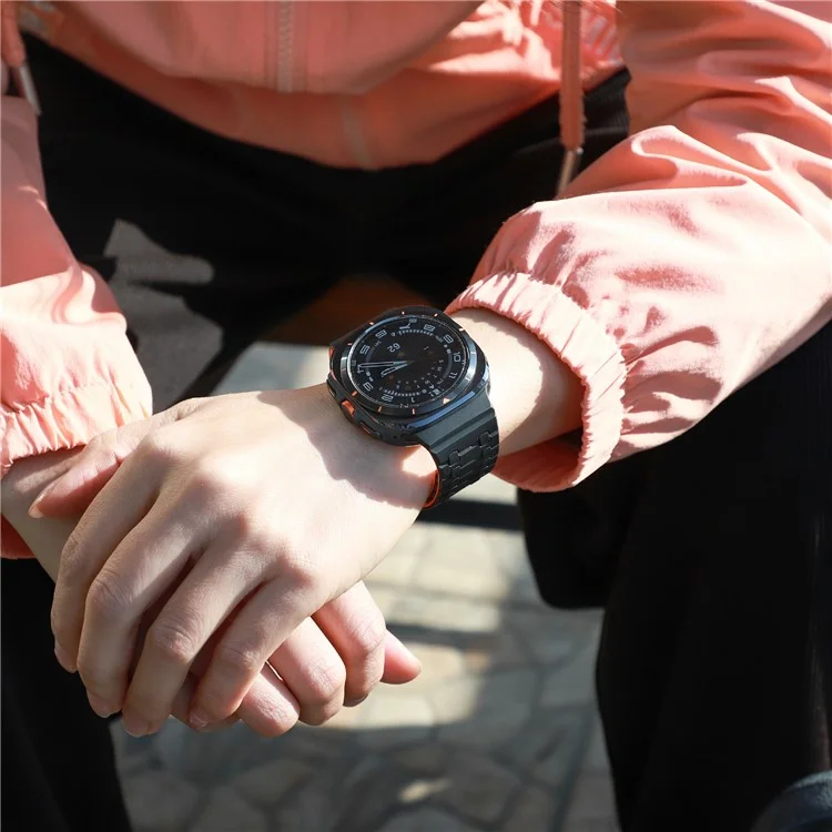 Correa para Samsung Watch Ultra 47mm con Doble Color de Silicona Magnética Resistente - Negro + Naranja