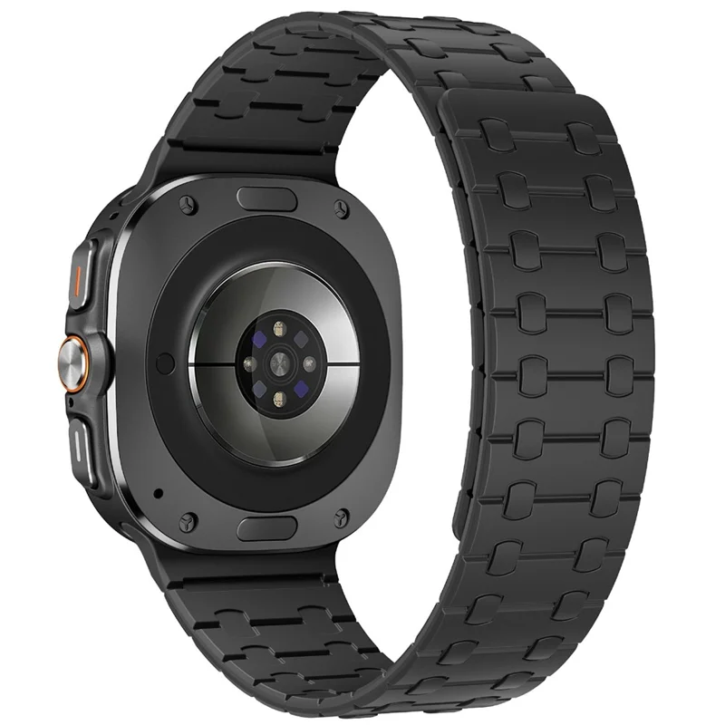 For Samsung Galaxy Watch Ultra (2025) 47mm / Ultra 47mm Band Strong Magnetic Silicone Dual Color Watch Strap - Black