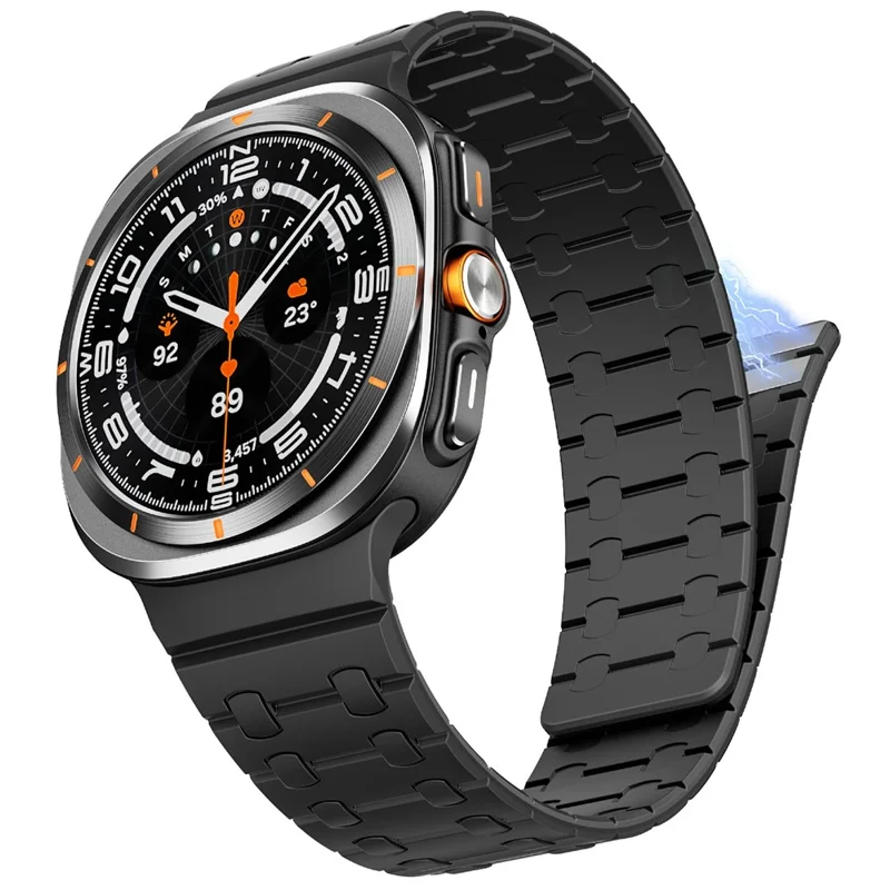 For Samsung Galaxy Watch Ultra (2025) 47mm / Ultra 47mm Band Strong Magnetic Silicone Dual Color Watch Strap - Black