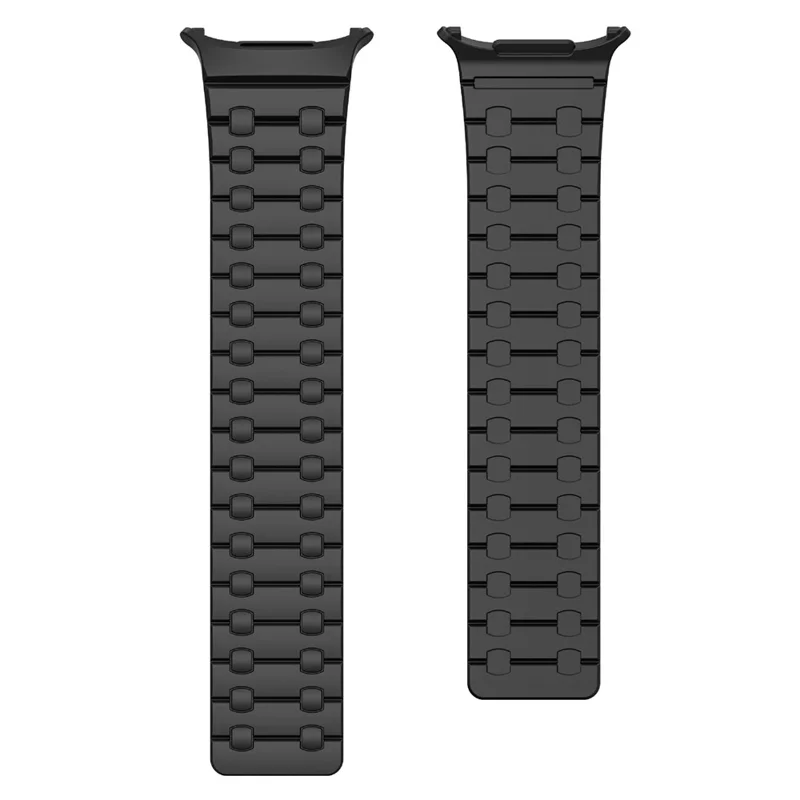 For Samsung Galaxy Watch Ultra (2025) 47mm / Ultra 47mm Band Strong Magnetic Silicone Dual Color Watch Strap - Black