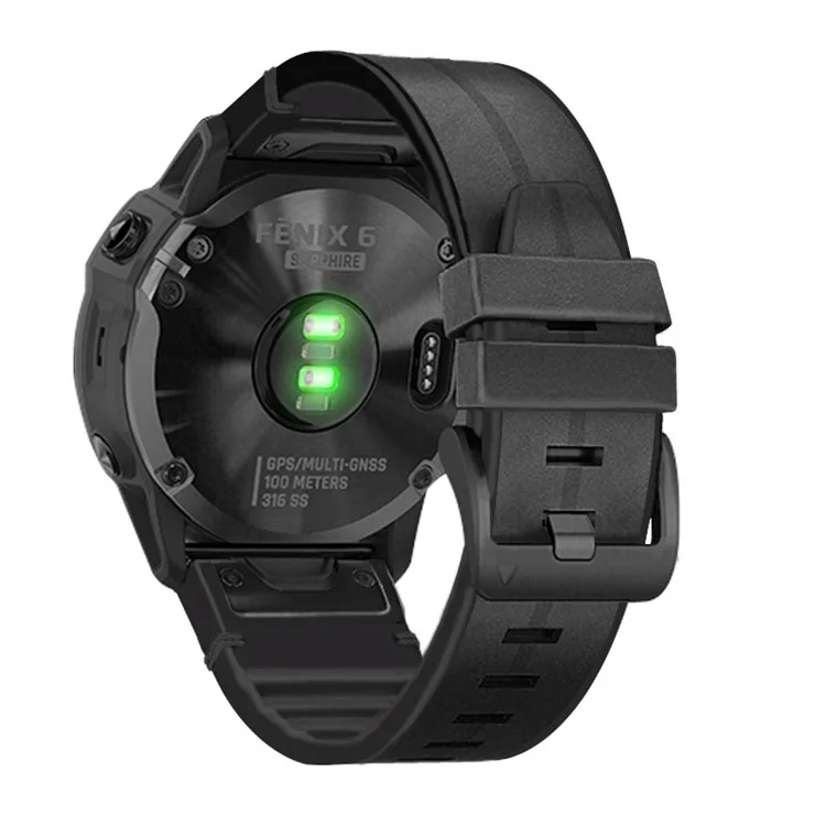 22MM PU-Leder-Oberfläche + Silikon Smart Watch Band Armband für Garmin Watch - Schwarz