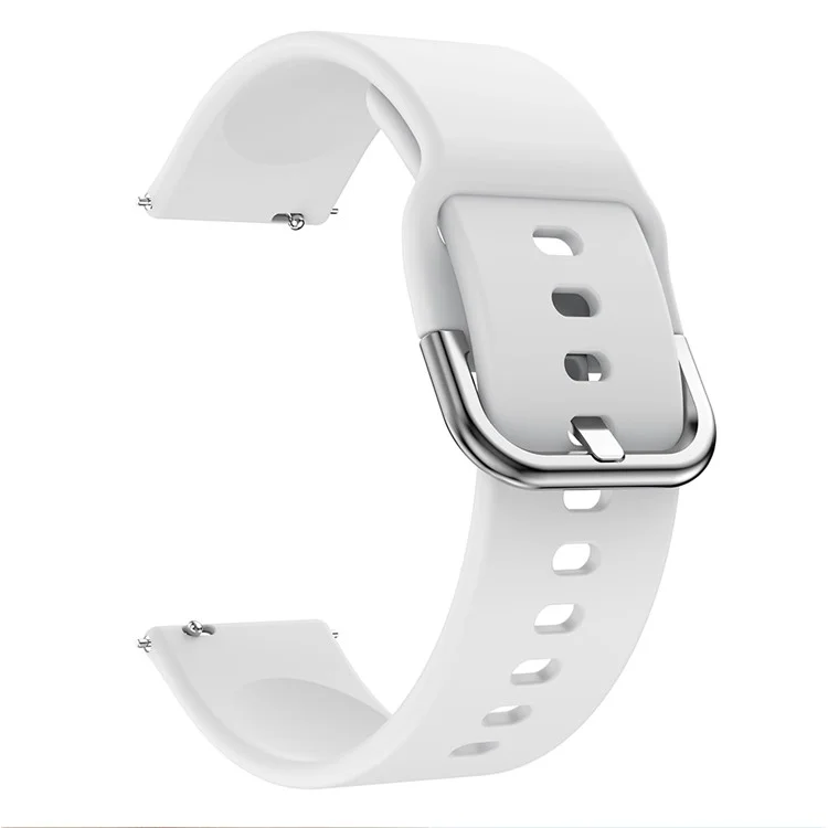 20mm Silicone Watch Band Strap Replacement for Samsung Galaxy Watch4 Classic 46mm 42mm/Watch4 44mm 40mm/Watch Active 2/Garmin Vivomove3 - White