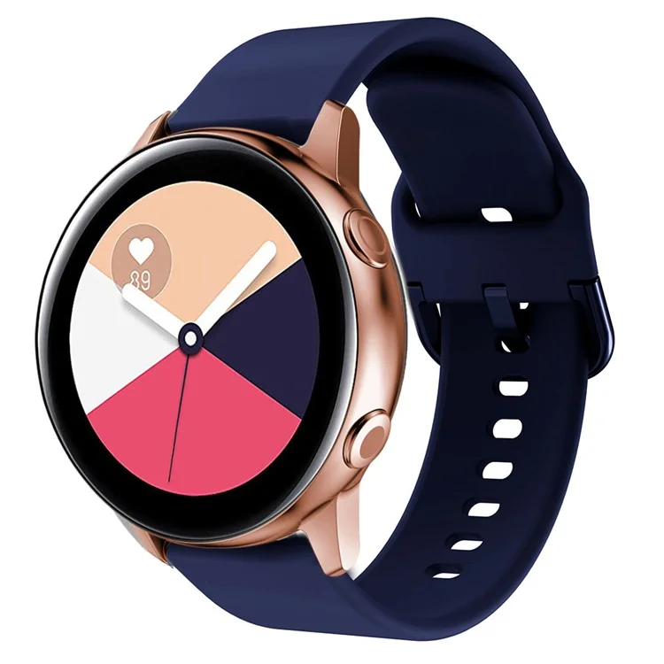 Relógio de Silicone de 20 mm Substituição de Cinta Para Samsung Galaxy Watch4 Classic 46mm 42mm/relógio 44mm 40mm/relógio Ativo 2/Garmin Vivomove3 - Azul da Meia Noite