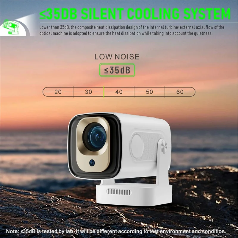 HY260 Pro Android 11 1GB+8GB LED Video Projector 200 ANSI Lumen 1080P WiFi6 BT5.4 Home Theater Device - EU Plug