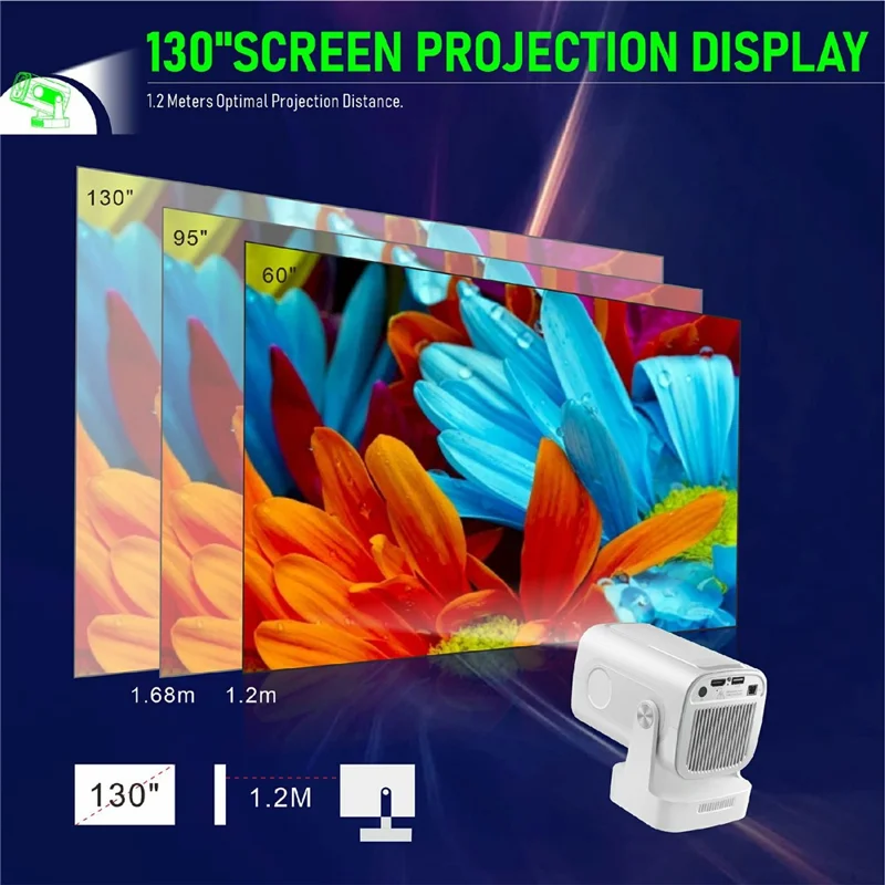 HY260 Pro Android 11 1GB+8GB LED Video Projector 200 ANSI Lumen 1080P WiFi6 BT5.4 Home Theater Device - EU Plug