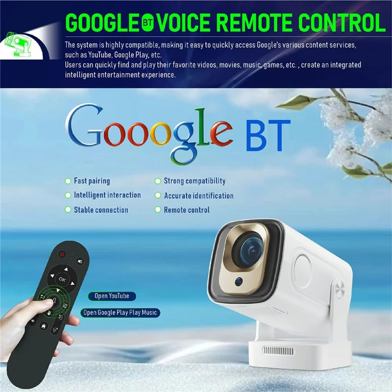 HY260 Pro Android 11 1GB+8GB LED Video Projector 200 ANSI Lumen 1080P WiFi6 BT5.4 Home Theater Device - EU Plug