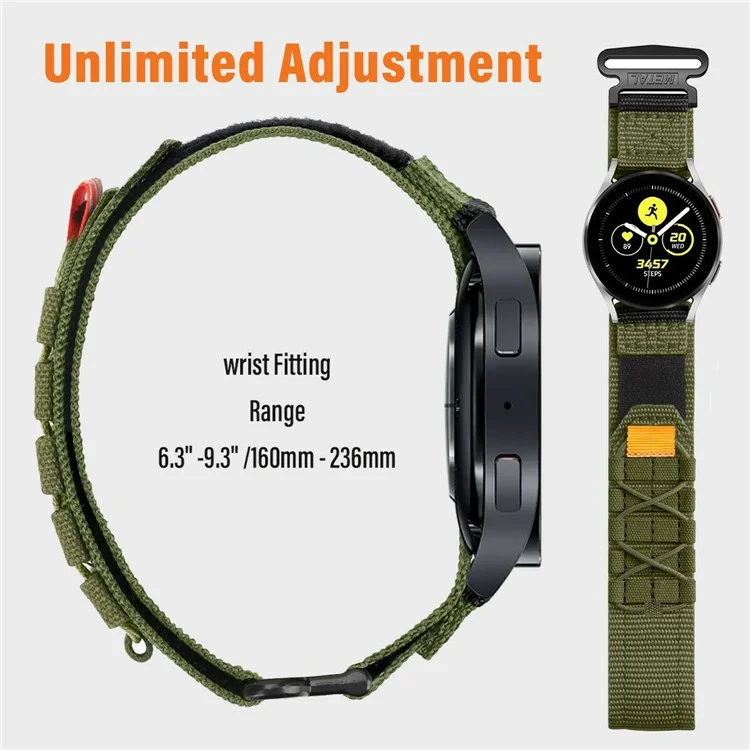 For Samsung Watch7 44mm 40mm / Huawei Watch GT 3 42mm Nylon Strap 20mm Replacement Band - Black