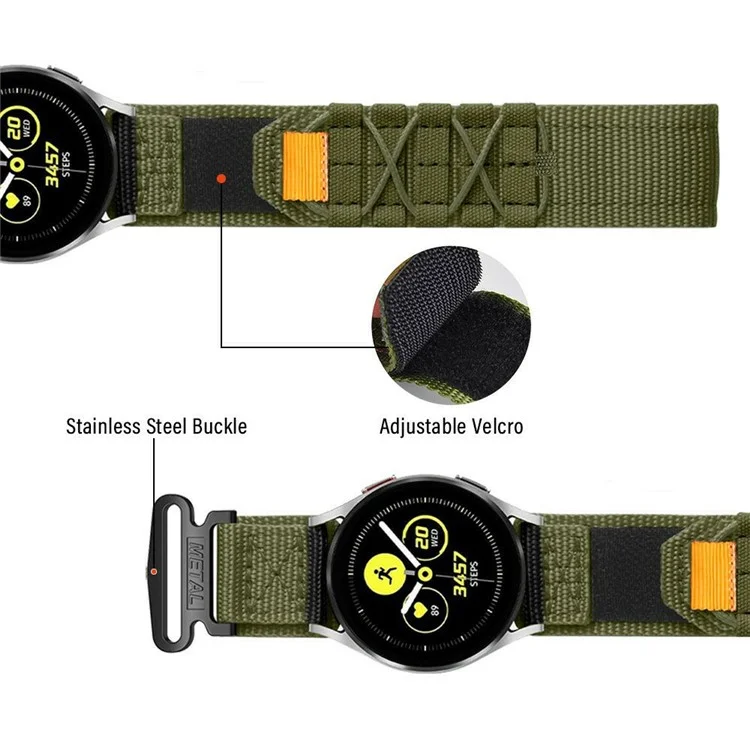 For Samsung Watch7 44mm 40mm / Huawei Watch GT 3 42mm Nylon Strap 20mm Replacement Band - Black