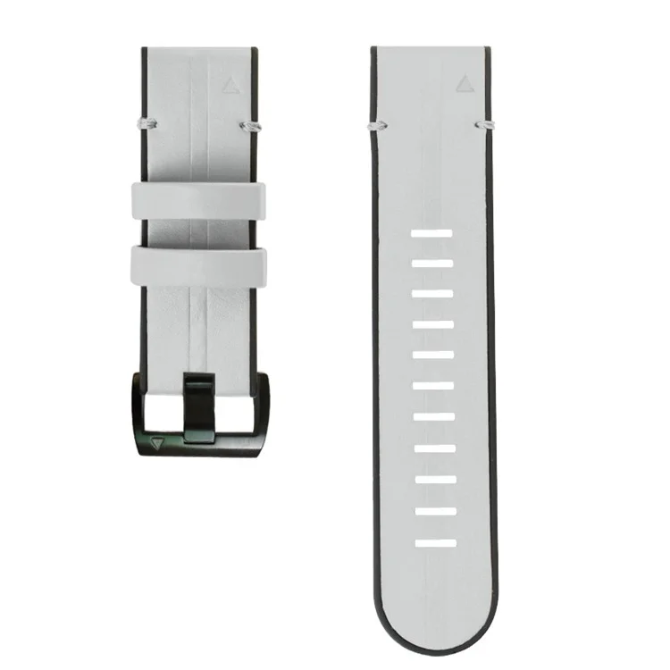 26MM PU Leather Surface+Silicone Smart Watch Band Strap for Garmin Watch - Light Grey