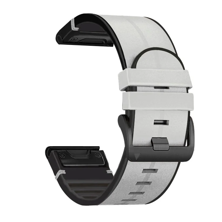 26MM PU Leather Surface+Silicone Smart Watch Band Strap for Garmin Watch - Light Grey