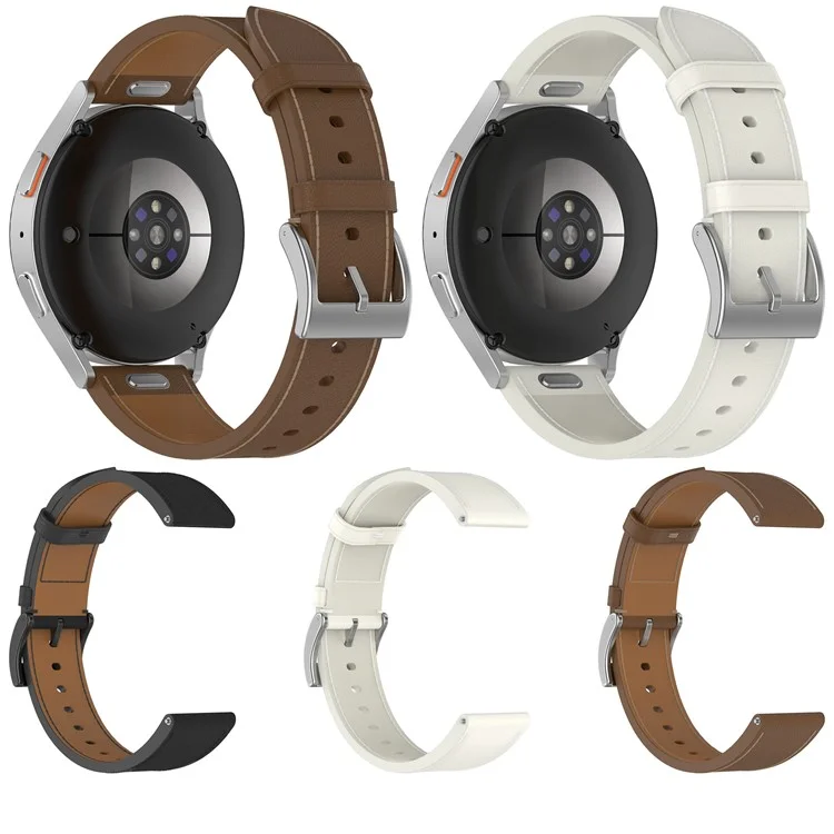 Für Samsung Huawei Huami Garmin Smartwatch Band 20mm Universal Oberes Rindsleder Armband - Weiß